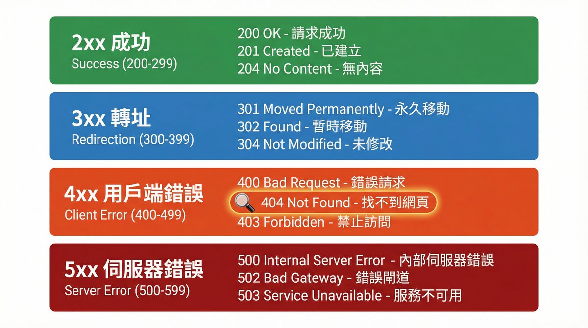 HTTP 狀態碼分類對照圖