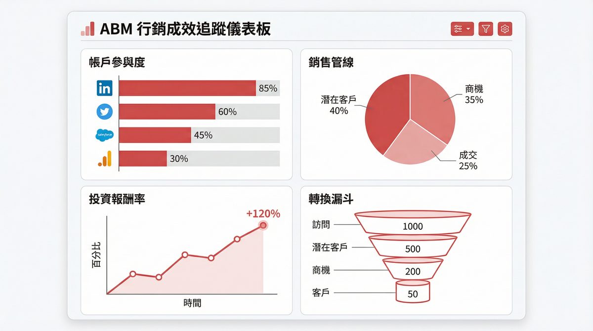 數據分析圖表，展示 ABM 績效追蹤與優化