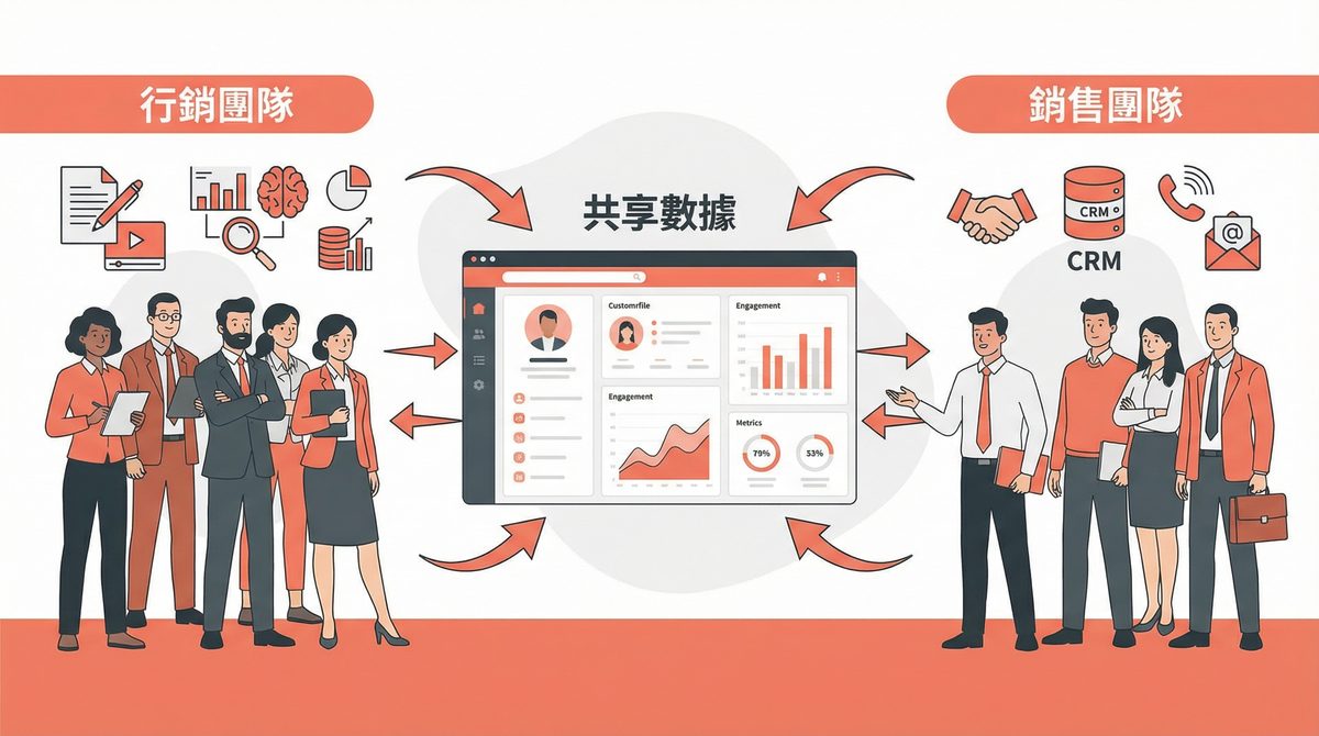 ABM 行銷與銷售團隊協作的示意圖