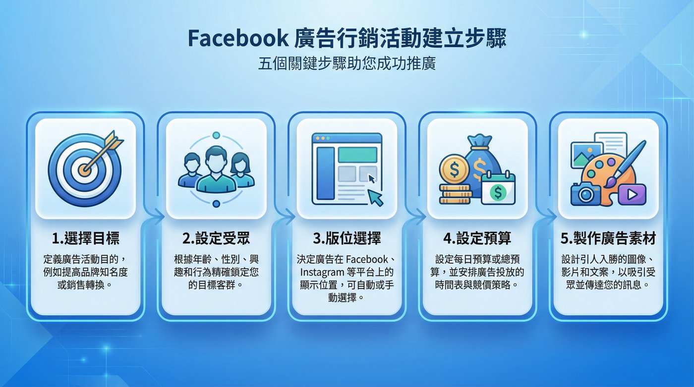 Facebook廣告投放五大設定步驟圖解