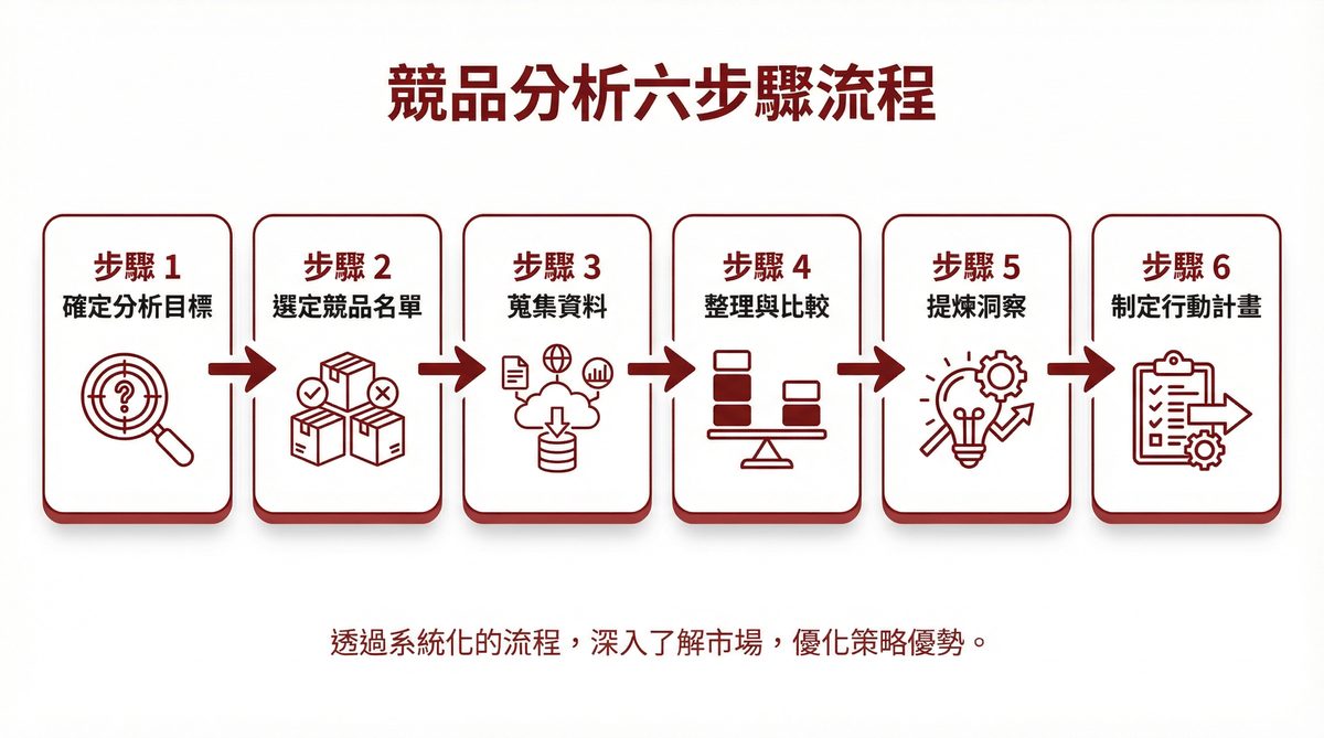 競品分析六步驟流程圖