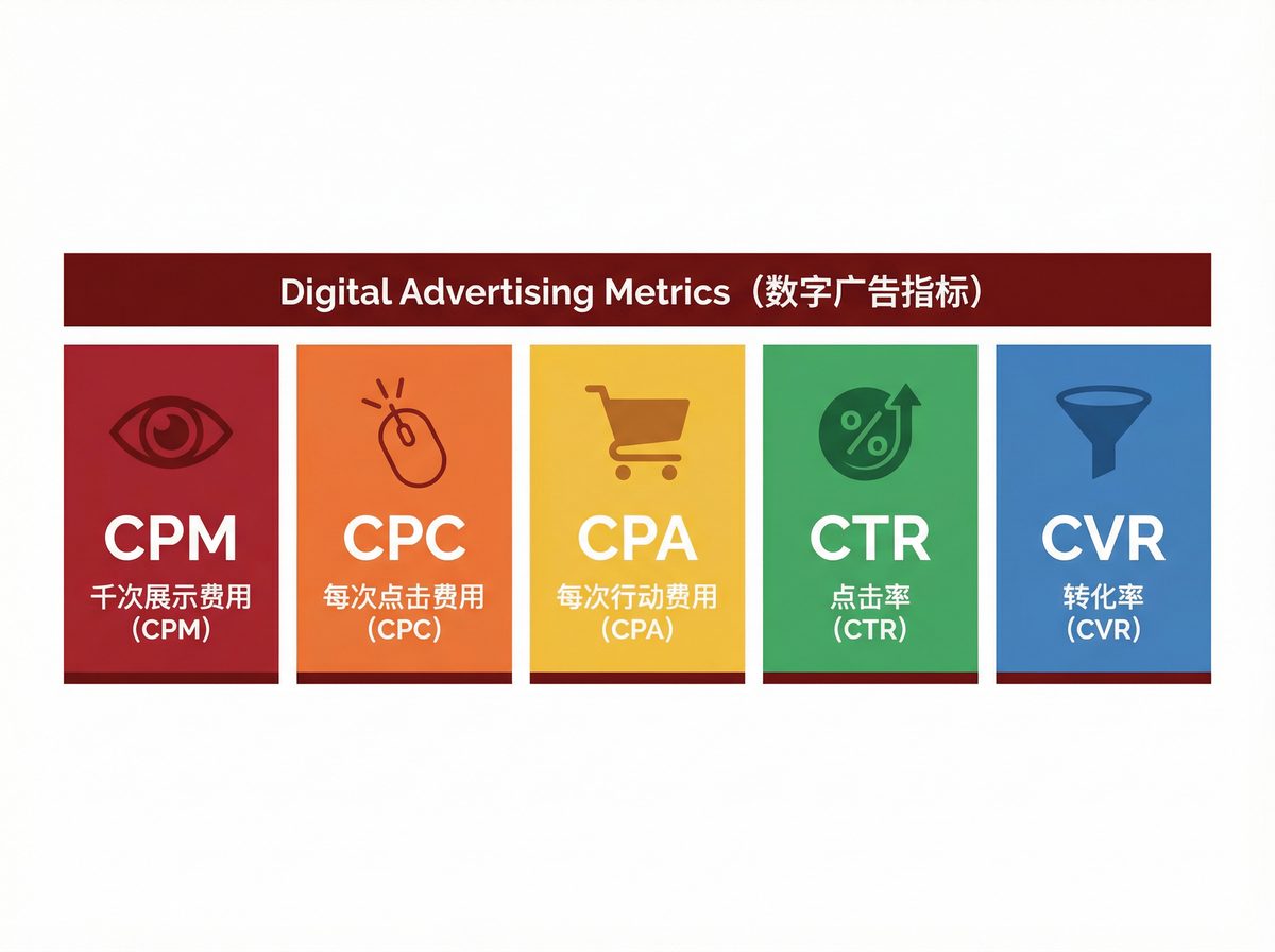 五大數位廣告指標：CPM、CPC、CPA、CTR、CVR