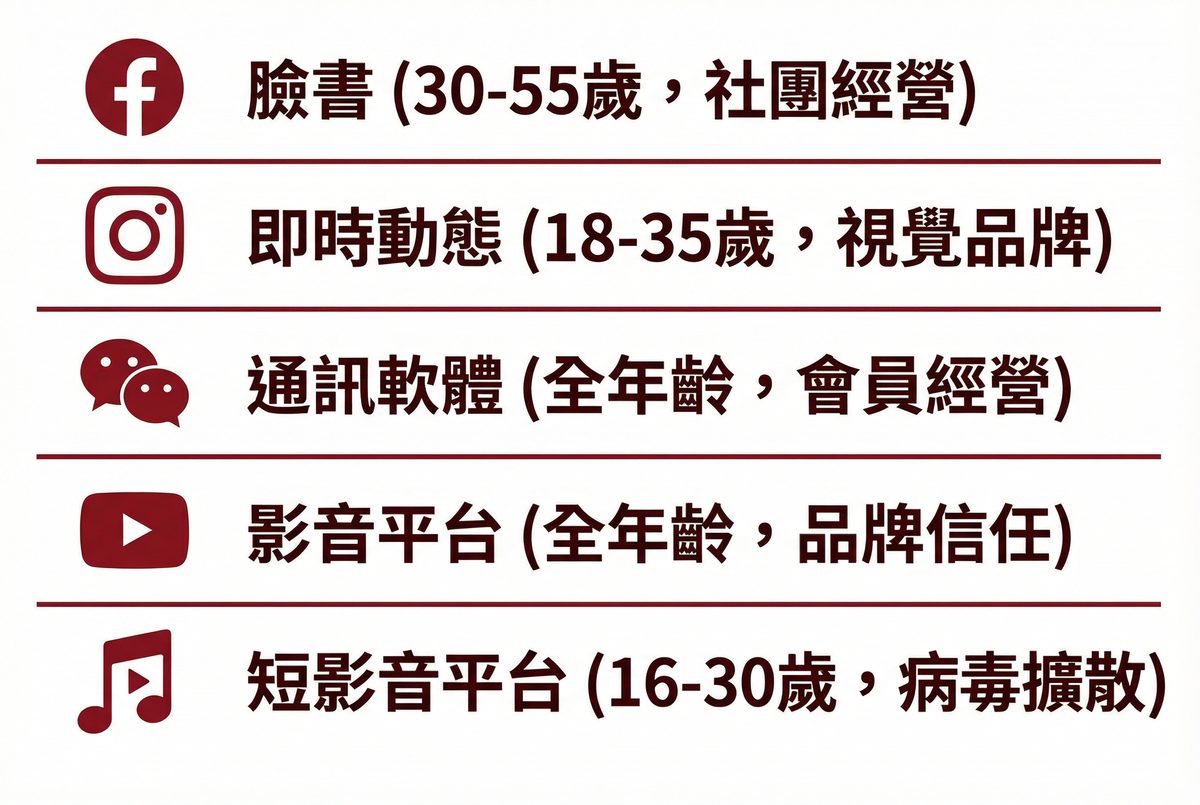 台灣五大社群平台行銷比較：臉書、Instagram、LINE、YouTube、TikTok