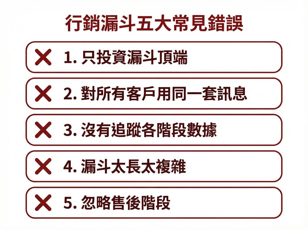 行銷漏斗五大常見錯誤