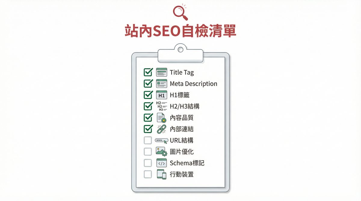On-Page SEO 自檢清單示意圖