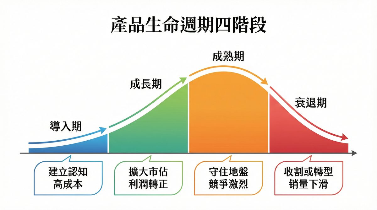 產品生命週期四階段示意圖