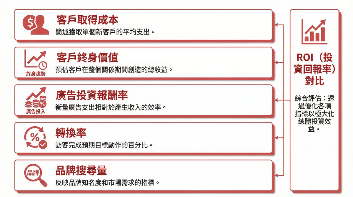 行銷 ROI 之外的五大關鍵指標對比