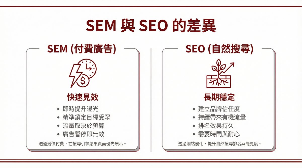 SEM 與 SEO 的差異