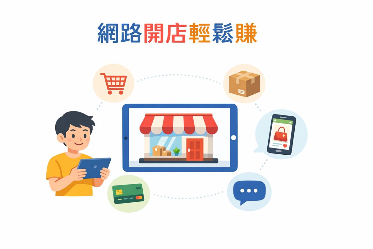電商開店多通路概念示意圖