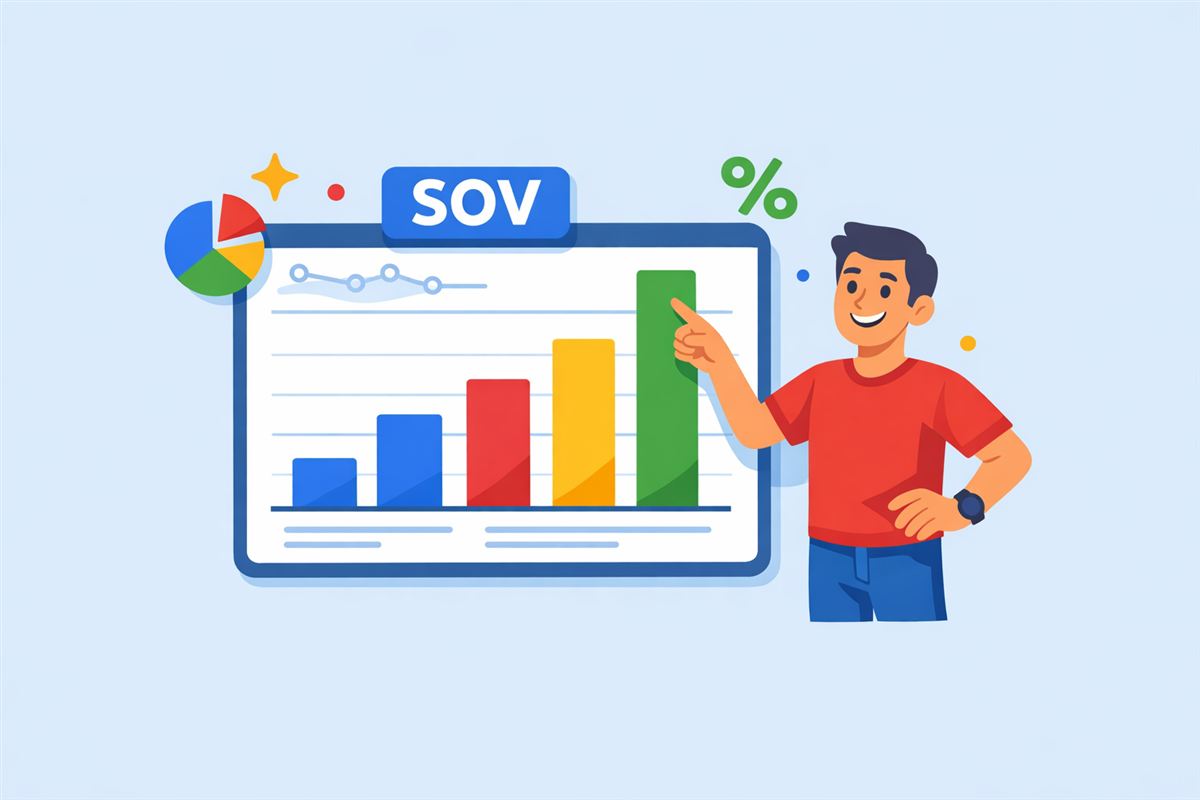 SOV 廣告完整攻略:聲量占比計算、Google 30/50/80 配置與 2026 年提升策略 SOV 廣告完整攻略:聲量占比計算、Google 30/50/80 配置與 2026 年提升策略